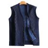 Men's V-Neck Autumn Vest Coat Winter Warm Vest Knitwear Fleece Lined Waistcoat Sleeveless Jacket; Navy Blue