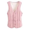 Pink Women V-neck Padded Waistcoat Autumn Bodysuit Vest Winter Warm Quilted Vest Sleeveless Jacket