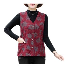 Wine Red Floral Waistcoat Womens Spring Autumn Thin Sleeveless Jacket Cloth Waistcoat Vest Tank Top Outerwear Innerwear