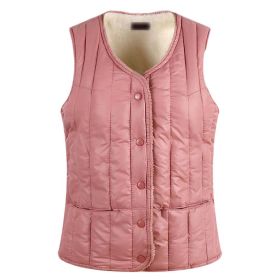 Autumn Winter Cotton Padded Waistcoat Women's Short Inner Wear Sherpa Warm Vest Tank Tops; Pink