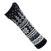 Black Winter Warm Arm Sleeve Thumb Hole Gloves Fingerless Mittens Knitted Snowflake Arm Warmer for Womens