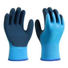 1 Pair Winter Working Gloves Warm Plush Lining Matte Coated Gloves Waterproof Hand Protector Housework Gardening Latex Gloves