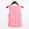 Women V-neck Padded Waistcoat Autumn Bodysuit Vest Winter Warm Quilted Vest Sleeveless Jacket; Pink