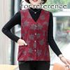 Wine Red Floral Waistcoat Womens Spring Autumn Thin Sleeveless Jacket Cloth Waistcoat Vest Tank Top Outerwear Innerwear