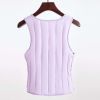 Women V-neck Padded Waistcoat Autumn Bodysuit Vest Winter Warm Quilted Vest Sleeveless Jacket; Purple