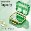 Medicine Pill Organizer Travel Cute Small Pill Box for Purse Travel Size Medication Daily Pocket Pharmacy Green Plastic