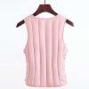 Pink Women V-neck Padded Waistcoat Autumn Bodysuit Vest Winter Warm Quilted Vest Sleeveless Jacket