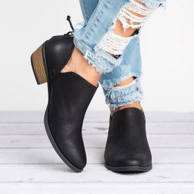 Autumn Women Shoes Retro High Heel Ankle Boots (Option: Black-36)