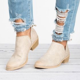 Autumn Women Shoes Retro High Heel Ankle Boots (Option: Beige-37)