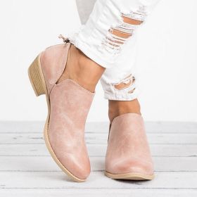 Autumn Women Shoes Retro High Heel Ankle Boots (Option: Pink-39)