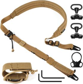 QD Sling 2 Point Sling Quick Adjust Gun Sling With HK Hook Soft Shoulder Pad Sling, Rifle Sling For Hunting Tactical Strap (Color: Brown)