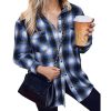 Flannel Plaid Shirts Long Sleeve Lapel Button Down Jacket