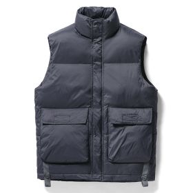 Down vest in autumn and winter; women and men's Korean version; trend; white duck down jacket; vest; jacket (Color: Dark Grey)