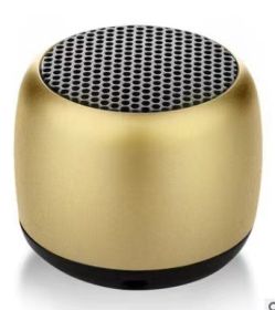 IPX5 Waterproof Mini Portable Bluetooth Speaker Metal HiFi TWS Interconnection Super Small Steel Stereo Wireless Loudspeaker (Color: Golden)