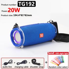 50W High Power TG187 Bluetooth Speaker Waterproof Portable Column For PC Computer Speakers Subwoofer Boom Box Music Center FM TF (Color: 20W TG192 Blue)