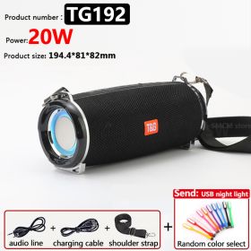 50W High Power TG187 Bluetooth Speaker Waterproof Portable Column For PC Computer Speakers Subwoofer Boom Box Music Center FM TF (Color: 20W TG192 Black)