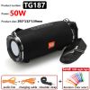 50W High Power TG187 Bluetooth Speaker Waterproof Portable Column For PC Computer Speakers Subwoofer Boom Box Music Center FM TF