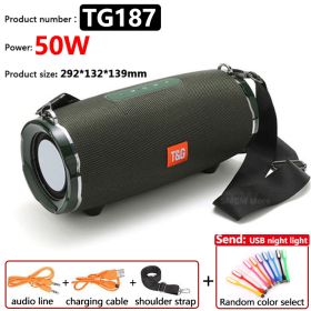 50W High Power TG187 Bluetooth Speaker Waterproof Portable Column For PC Computer Speakers Subwoofer Boom Box Music Center FM TF (Color: 50W TG187 Green)