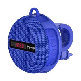 Smart LED digital display wireless cycling bicycle Bluetooth speaker outdoor portable waterproof subwoofer hands-free / TF card (Color: Blue)