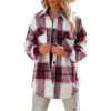 Flannel Plaid Jacket Long Sleeve Button Down Shirts Shacket