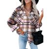 Flannel Plaid Button Down Shirts Long Sleeve Oversized Jacket