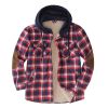 Men's Hooded Coat Plaid Flannel Button Jacket