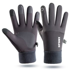 Men Winter Waterproof Cycling Gloves Outdoor Sports Running Motorcycle Ski Touch Screen Fleece Gloves Non-slip Warm Full Fingers (Color: D)