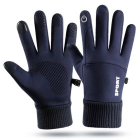 Men Winter Waterproof Cycling Gloves Outdoor Sports Running Motorcycle Ski Touch Screen Fleece Gloves Non-slip Warm Full Fingers (Color: B)