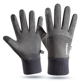 Men Winter Waterproof Cycling Gloves Outdoor Sports Running Motorcycle Ski Touch Screen Fleece Gloves Non-slip Warm Full Fingers (Color: C)