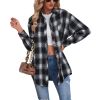 Women Flannel Plaid Jacket Button Down Casual Long Sleeve Blouse