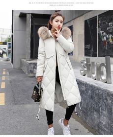 Women's Winter Warm Down Coat Faux Fur Hooded Parka Puffer Jacket Long Overcoat (Color: army green)