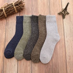 5 Pairs Thicken Wool Socks Men High Quality Towel Keep Warm Winter Socks Cotton Christmas Gift Socks For Man Thermal Size 38-45 (Color: Random)