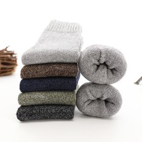 5 Pairs Thicken Wool Socks Men High Quality Towel Keep Warm Winter Socks Cotton Christmas Gift Socks For Man Thermal Size 38-45 (Color: 5 pair mix 5 color)