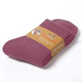 5 Pairs Winter Warm Women Socks Wool Male Men Socks Super Thicker Solid Socks Merino Wool Socks Against Cold Snow Terry Socks (Color: wine red)