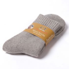 5 Pairs Winter Warm Women Socks Wool Male Men Socks Super Thicker Solid Socks Merino Wool Socks Against Cold Snow Terry Socks (Color: Grey)