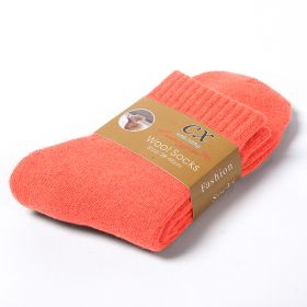 5 Pairs Winter Warm Women Socks Wool Male Men Socks Super Thicker Solid Socks Merino Wool Socks Against Cold Snow Terry Socks (Color: watermelon red)