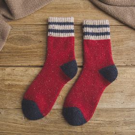 5 Pairs Thick Terry Wool Socks Women for Autumn and Winter with Striped Dotted Yarn Warm Christmas Socks (Color: 3)