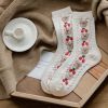 5 Pairs Cute Bear Socks Women High Wool Keep Warm Brown Winter Sock Fuffy Funny Lovely Kawaii Cartoon Christmas Gift Thermal Size 35-40