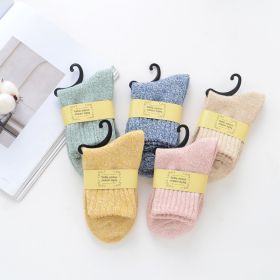 5Pairs Lot Winter Thickened Warm Woolen Socks Women's Striped Retro Wool New Year Christmas Gift Grils Socks TJ3140 (Color: 11)