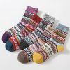 5Pairs Lot Winter Thickened Warm Woolen Socks Women's Striped Retro Wool New Year Christmas Gift Grils Socks TJ3140