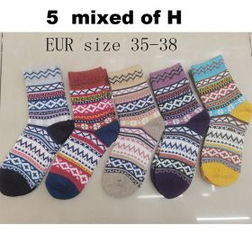 10PCS=5Pairs Autumn Winter New Men Thicken Warm Harajuku Retro Fashion Casual Wool High Quality Cotton Socks Wholesale Snow Sock (Color: 5 mixed H)