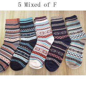 10PCS=5Pairs Autumn Winter New Men Thicken Warm Harajuku Retro Fashion Casual Wool High Quality Cotton Socks Wholesale Snow Sock (Color: 5 mixed F)