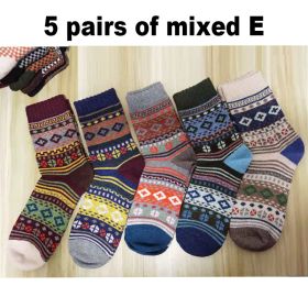 10PCS=5Pairs Autumn Winter New Men Thicken Warm Harajuku Retro Fashion Casual Wool High Quality Cotton Socks Wholesale Snow Sock (Color: 5 mixed E)