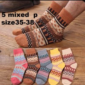 10PCS=5Pairs Autumn Winter New Men Thicken Warm Harajuku Retro Fashion Casual Wool High Quality Cotton Socks Wholesale Snow Sock (Color: 5 mixed P)