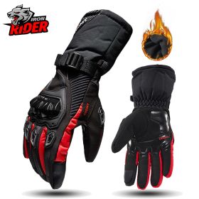 Motorcycle Gloves Windproof Waterproof Guantes Moto Men Motorbike Riding Gloves Touch Screen Moto Motocross Gloves Winter (Color: WP-02 Red Gloves)