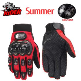 Motorcycle Gloves Windproof Waterproof Guantes Moto Men Motorbike Riding Gloves Touch Screen Moto Motocross Gloves Winter (Color: Summer MCS-01C Red)