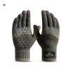 Winter Knit Gloves Men Women Fashion Warm Fleece Cycling Personality Windproof Triangular Non-Slip Touchscreen Wool Gloves