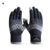 Winter Knit Gloves Men Women Fashion Warm Fleece Cycling Personality Windproof Triangular Non-Slip Touchscreen Wool Gloves