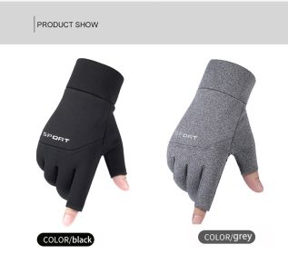 Winter Fishing Gloves Women Men Universal Keep Warm Fishing Protection Anti-slip Gloves 2 Cut Fingers Outdoor Angling (Color: 2 Pairs)