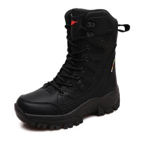 Comfort Beige Outdoor Hiking Boots Couple Men Trekking Shoes Women Big Size Military Tactical Boots For Men hiking sheos snow bo (Color: Black -S208)